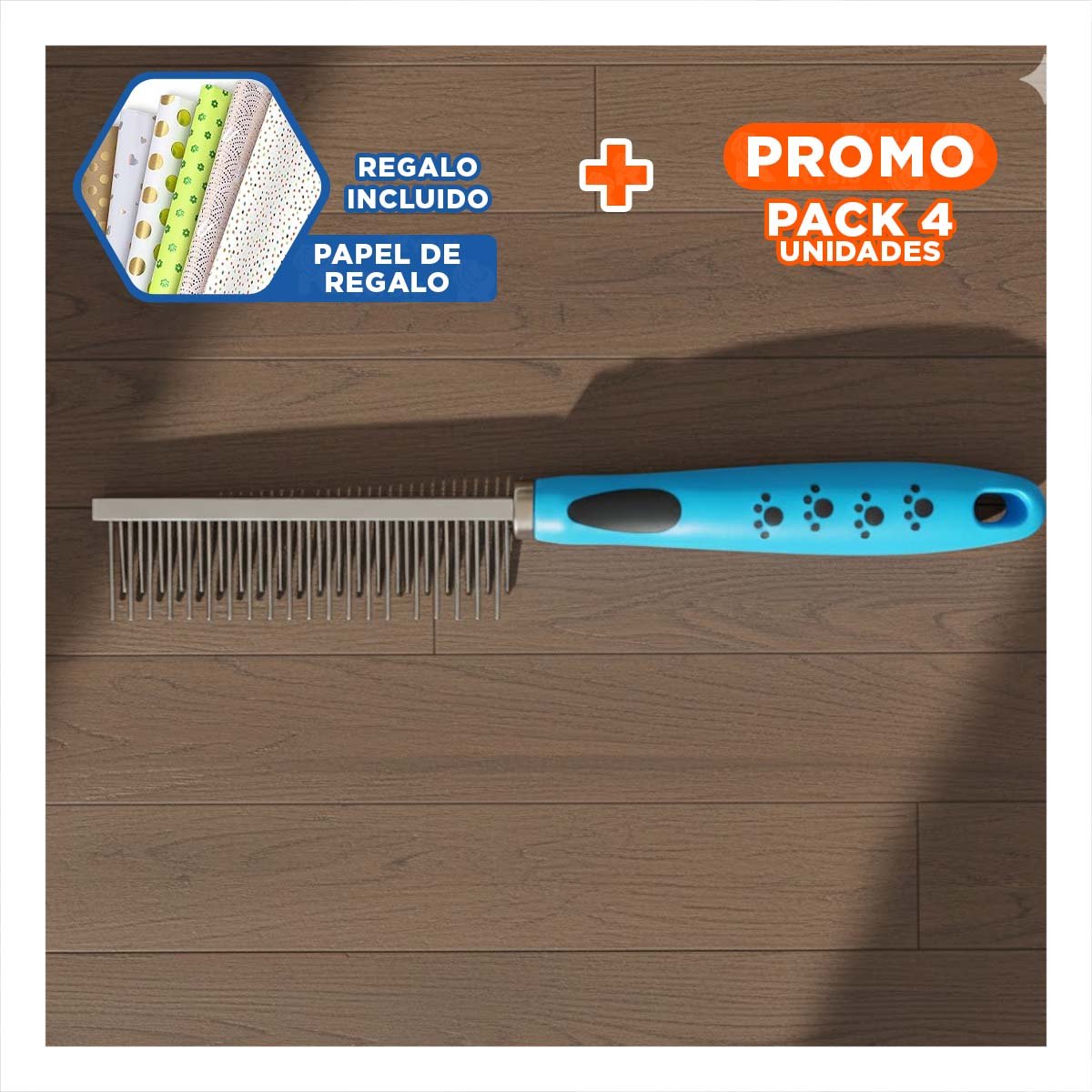 PACK4 LIMPIADOR DE PELO METAL SEGURO Y PRACTICO 37,7X50X21CM CELESTE Y+PAPEL REGALO - 1