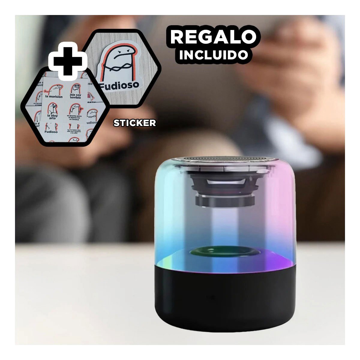 PACK4 BOCINA WIRELESS FUNCIONAL CON SONIDO NITIDO Y LUZ AMBIENTAL Y+REGALO STICKER - 2