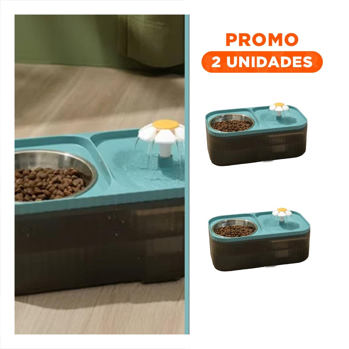 PACK2 ESTACION DE ALIMENTACION CON TONO CELESTE DE GRAN BRILLO - 1