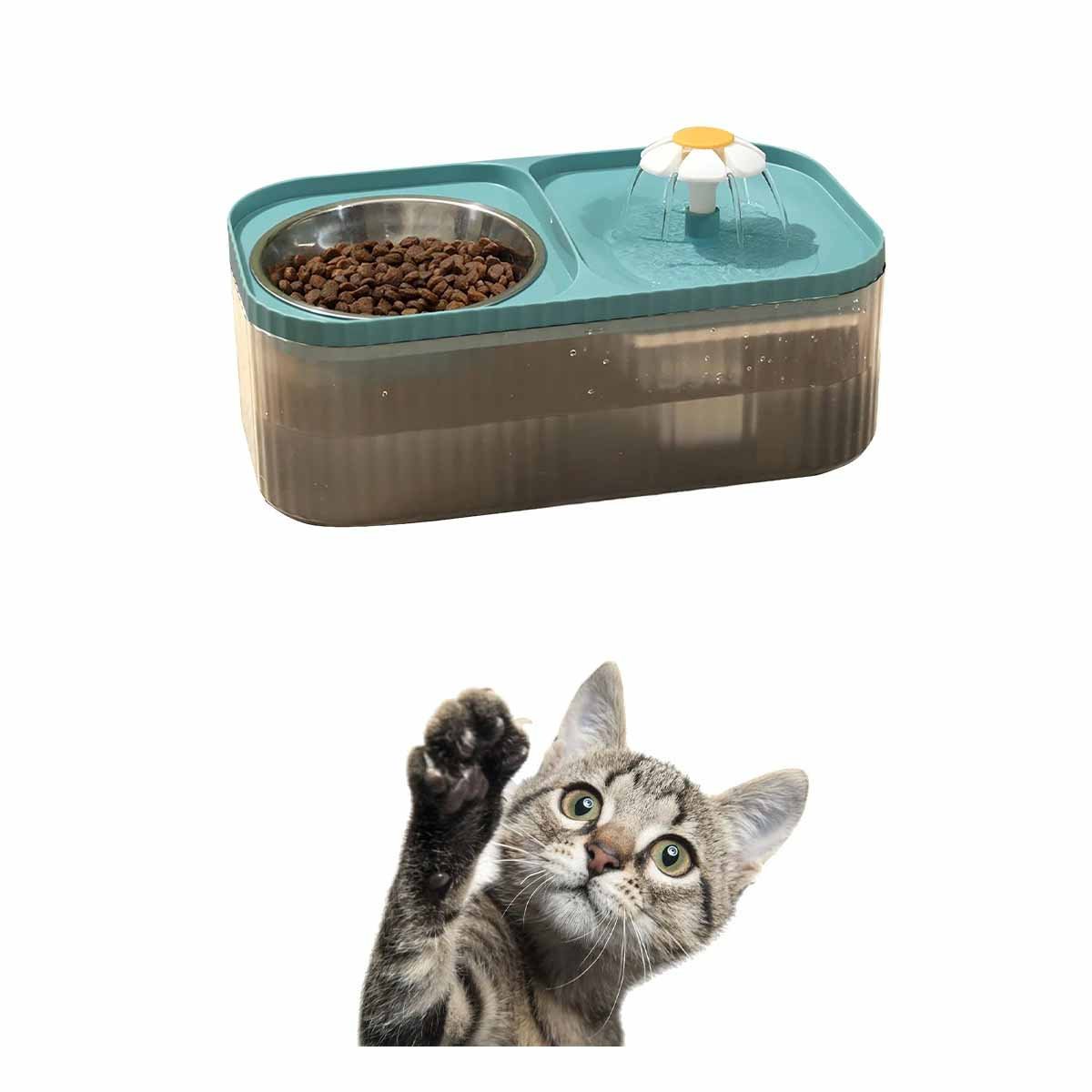 PACK4 FUENTE DOBLE RECTANGULAR PET CELESTE PARA UN COMEDOR MUY ACTIVO Y+PAPEL REGALO - 3