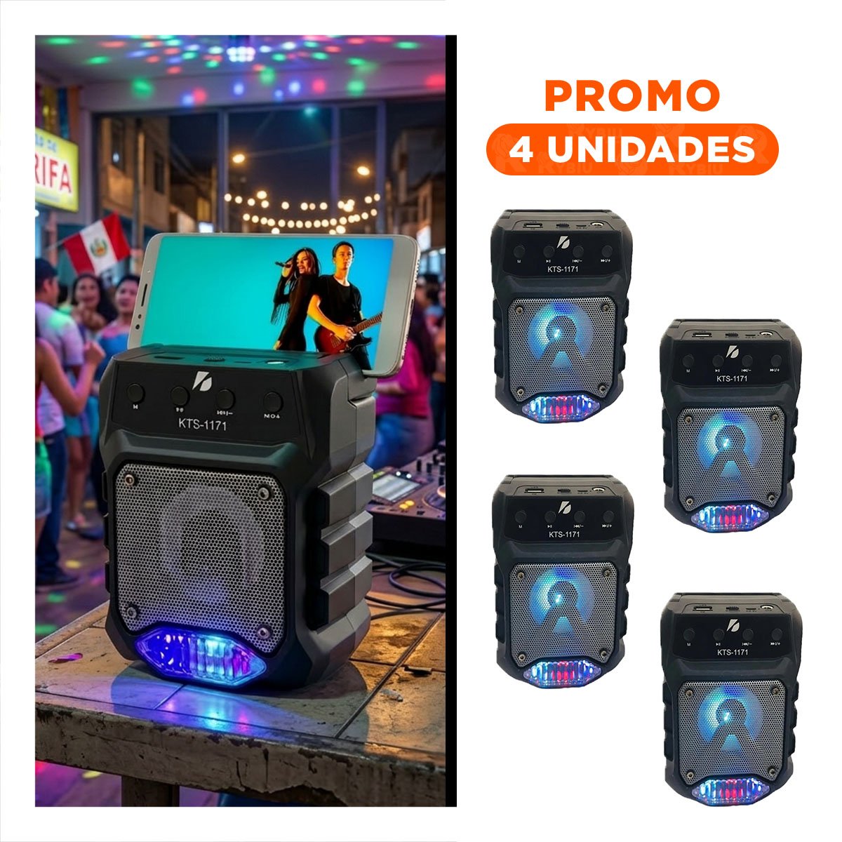 PACK6 PARLANTE PEQUENO INALAMBRICO BLUETOOTH NEGRO ESTILO MODERNO - 1