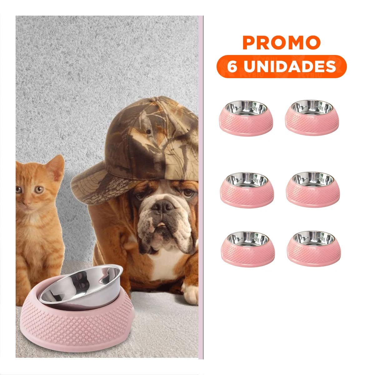 PACK6 RECIPIENTE ROSADO PASTEL CON CORAZONES EN RELIEVE, ACERO Y DESMONTABLE COMODO - 1