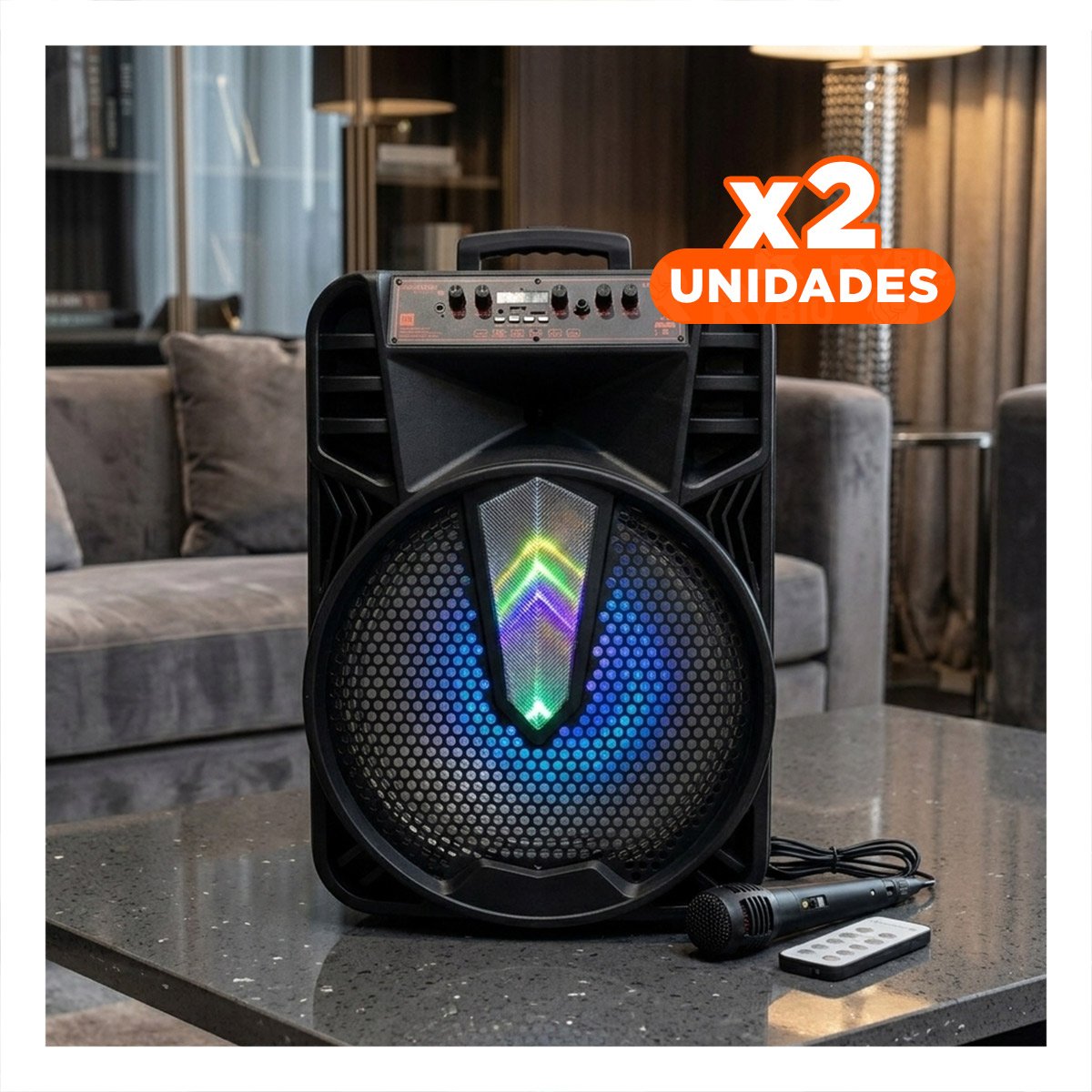 PACK2 ALTAVOZ INALAMBRICO CON MICROFONO DE 15 PULGADAS Y GRAN ALCANCE DE AUDIO Y+REGALO STICKER - 1