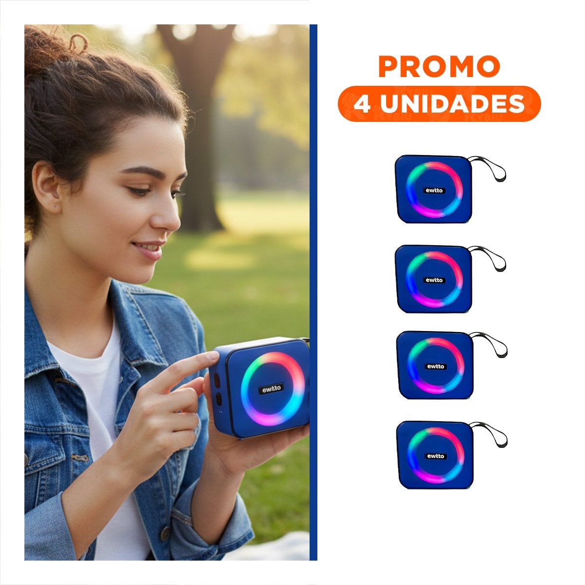 PACK2 REPRODUCTOR DE AUDIO DE PLASTICO AZUL CON BASE ESTABLE PARA MESA Y+PAPEL REGALO - 1