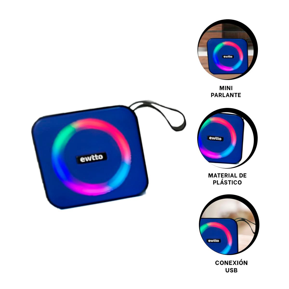 PACK2 REPRODUCTOR DE AUDIO DE PLASTICO AZUL CON BASE ESTABLE PARA MESA Y+PAPEL REGALO - 3