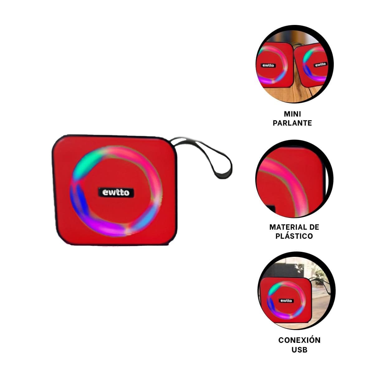 PACK4 REPRODUCTOR PRACTICO DE PLASTICO PARA PICNIC ROJO CON AUDIO DE CLARIDAD Y+PAPEL REGALO - 4