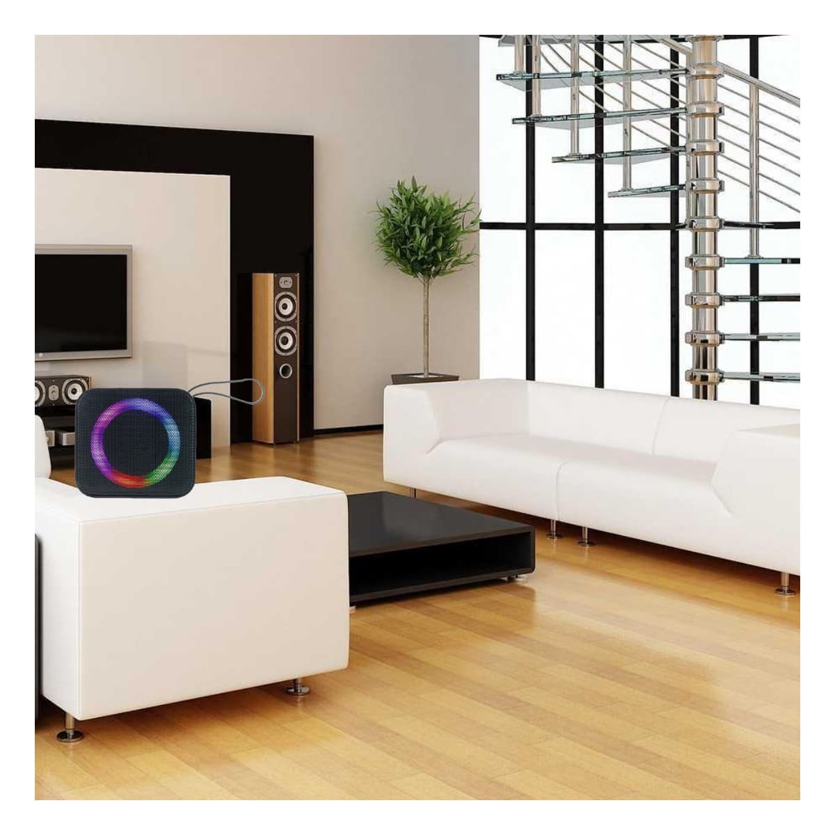 PARLANTE NEGRO DE PLASTICO PEQUEÑO PARA VIAJES CON SONIDO CLARO FUERTE Y+LIGAS REGALO - 3