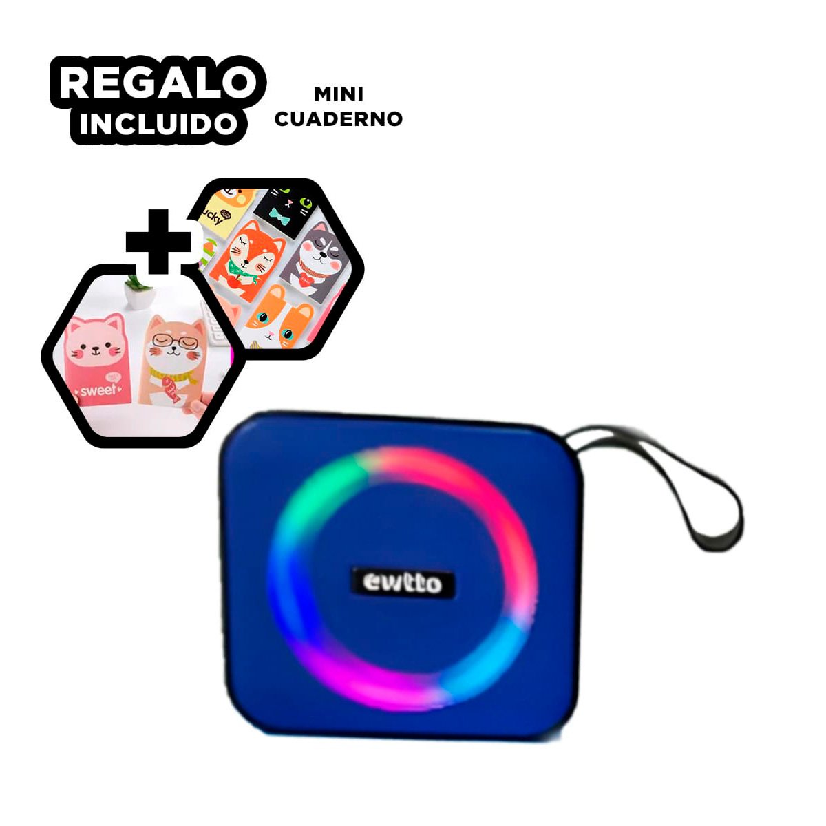 PARLANTE DE PLASTICO AZUL CON BOTONES DE CONTROL PARA MUSICA DE CELULARES Y+REGALO STICKER - 1