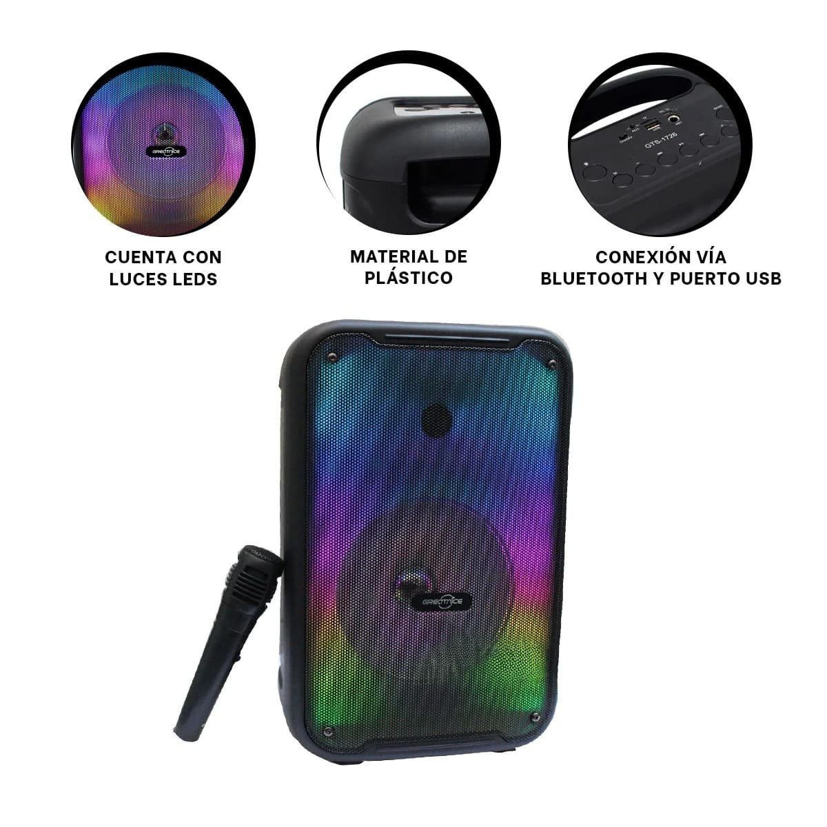 PACK4 BOCINA RECARGABLE PARA DECORACION CON LUCES LED Y BLUETOOTH DE 8 PULG Y+REGALO STICKER - 4