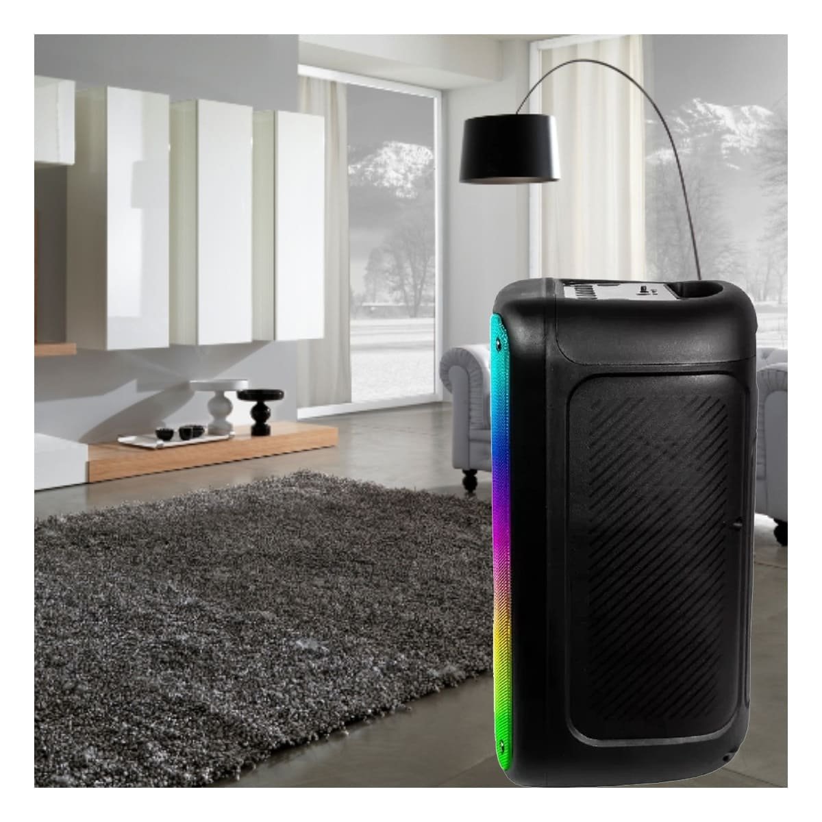 PACK4 BOCINA RECARGABLE PARA DECORACION CON LUCES LED Y BLUETOOTH DE 8 PULG Y+REGALO STICKER - 5