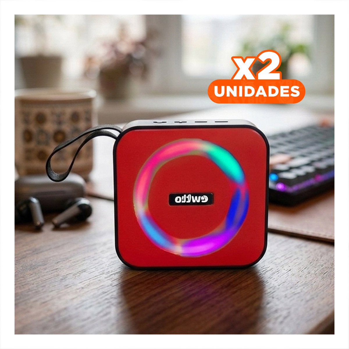 PACK2 BOCINA ESTETICA DE PLASTICO PARA MUEBLE ROJO CON CONEXION DE GRAN CLASE Y+REGALO STICKER - 1