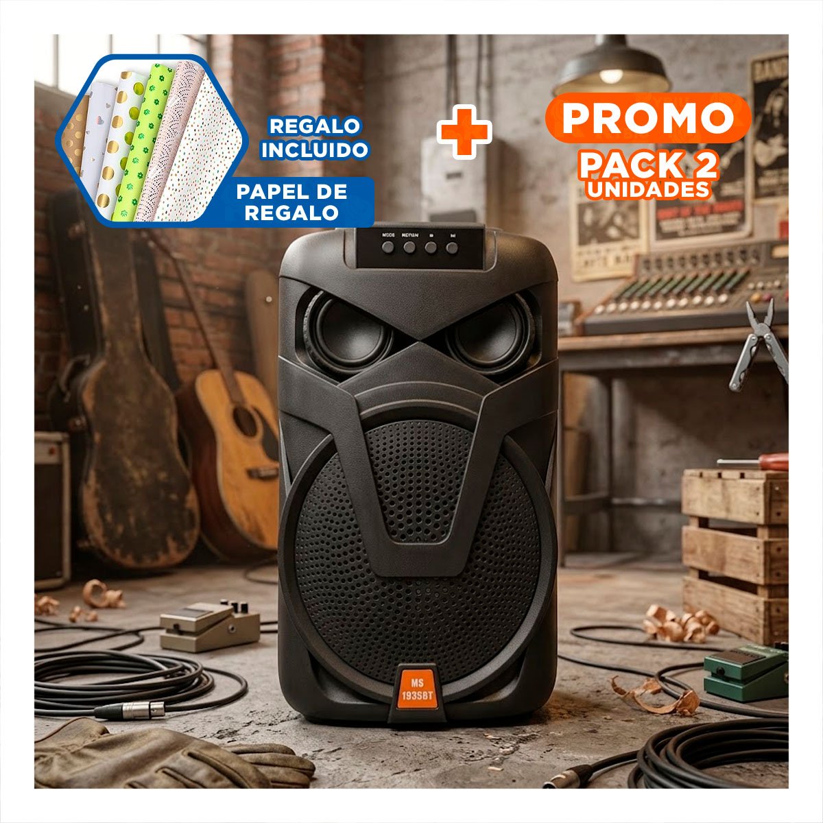 PACK2 EQUIPO DE SONIDO DE PLASTICO CON CORREA PARA TRANSPORTAR CON FACILIDAD Y+PAPEL REGALO - 1