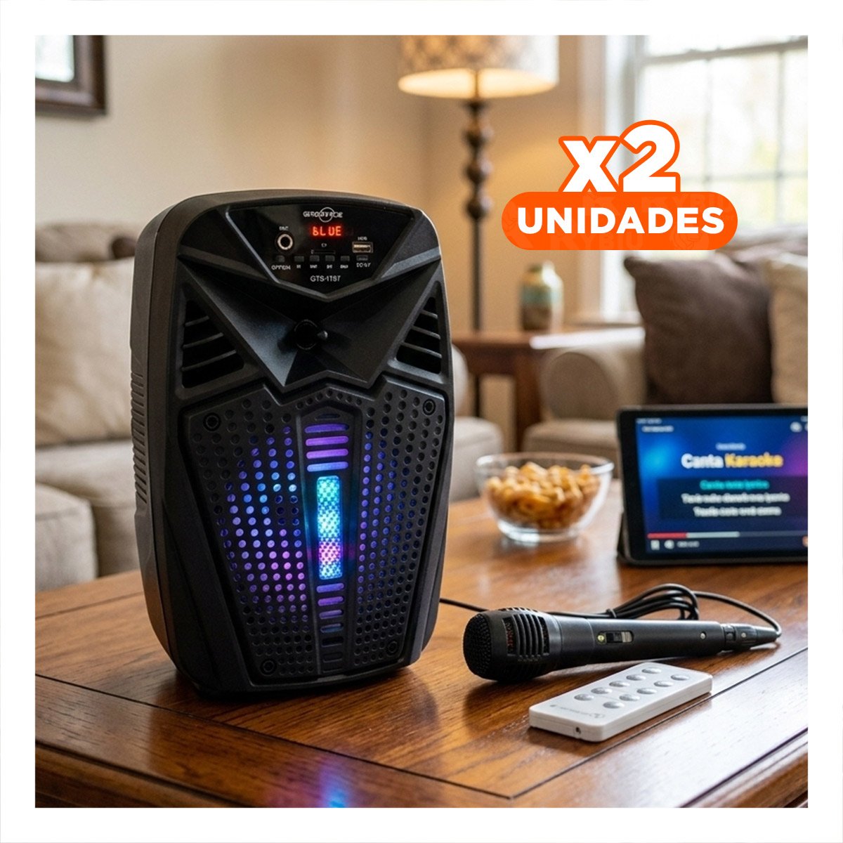 PACK2 BOCINA DE 6,5 PULGADAS CON SONIDO FUERTE Y LUCES PARA EL HOGAR Y+REGALO STICKER - 1