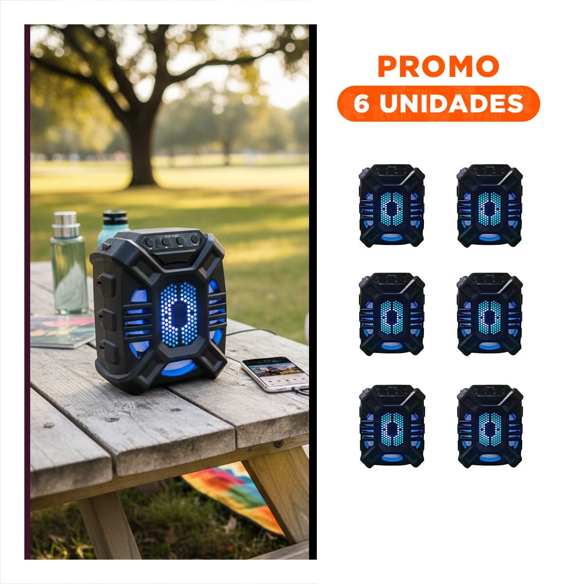 PACK6 BOCINA DE PLASTICO DE 6,5 PULGADAS CON BLUETOOTH PARA USAR EN LA TERRAZA - 1