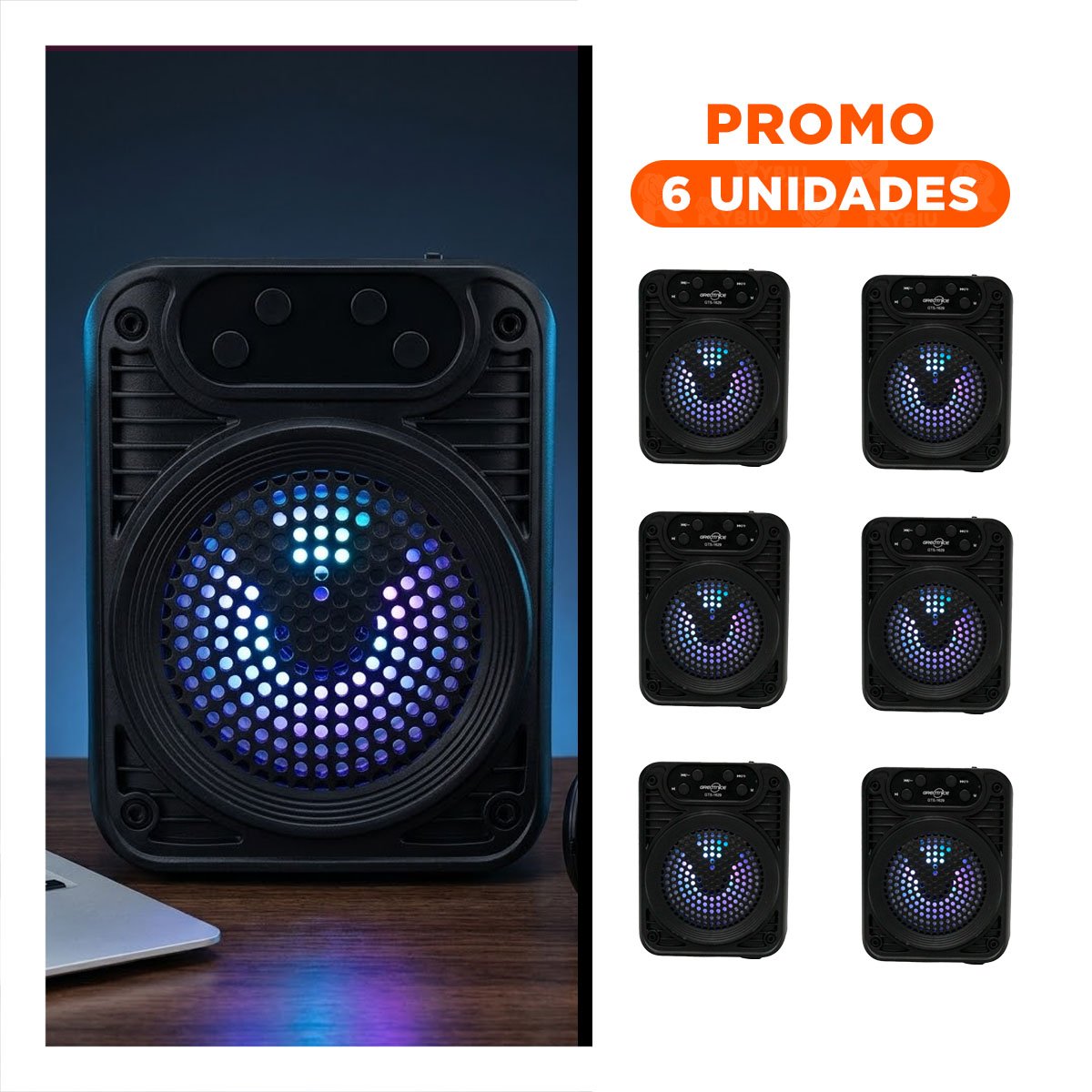 PACK6 REPRODUCTOR DE AUDIO 3 PULGADAS CON CARGA SOLAR DE PLASTICO DE USO MULTIPLE - 1