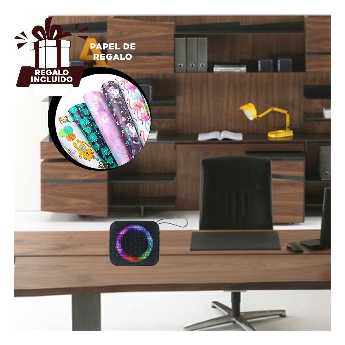 BOCINA CON BLUETOOTH NEGRO DE PLASTICO PARA DISPOSITIVO MOVIL Y TABLET Y+REGALO STICKER - 1