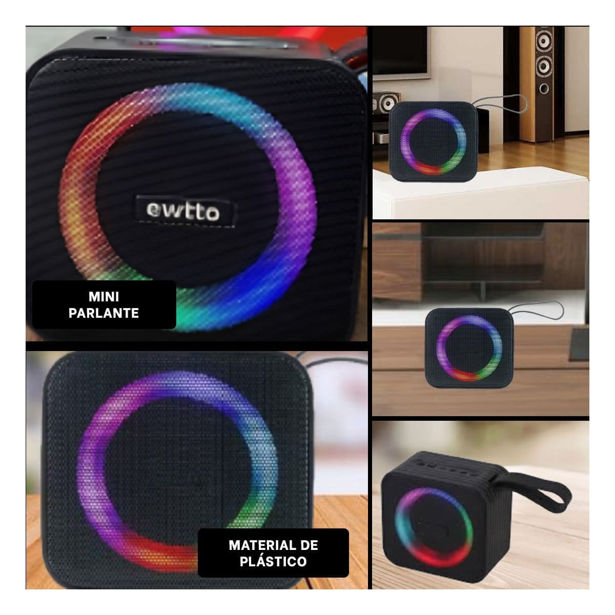 BOCINA CON BLUETOOTH NEGRO DE PLASTICO PARA DISPOSITIVO MOVIL Y TABLET Y+REGALO STICKER - 5