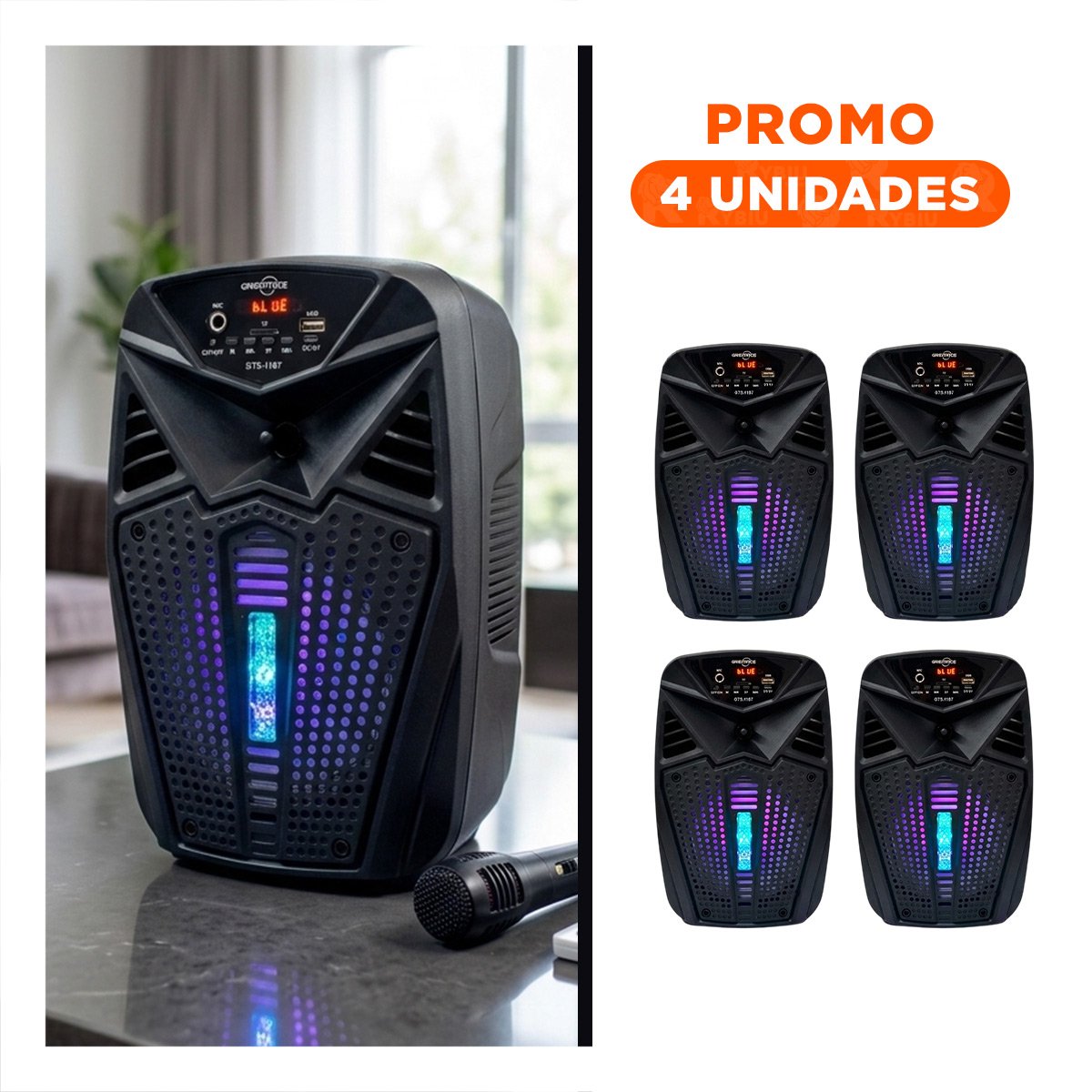 PACK4 SISTEMA DE MUSICA CON BLUETOOTH Y LUCES PARA EL HOGAR CON GRAN SONIDO Y+REGALO STICKER - 1