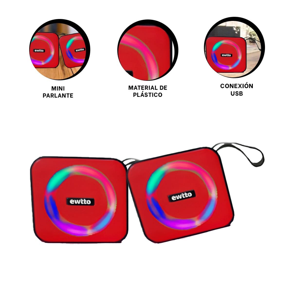 ALTAVOZ RESISTENTE ROJO DE PLASTICO PARA CAMPO CON TECNOLOGIA DE SONIDO Y+PAPEL REGALO - 3