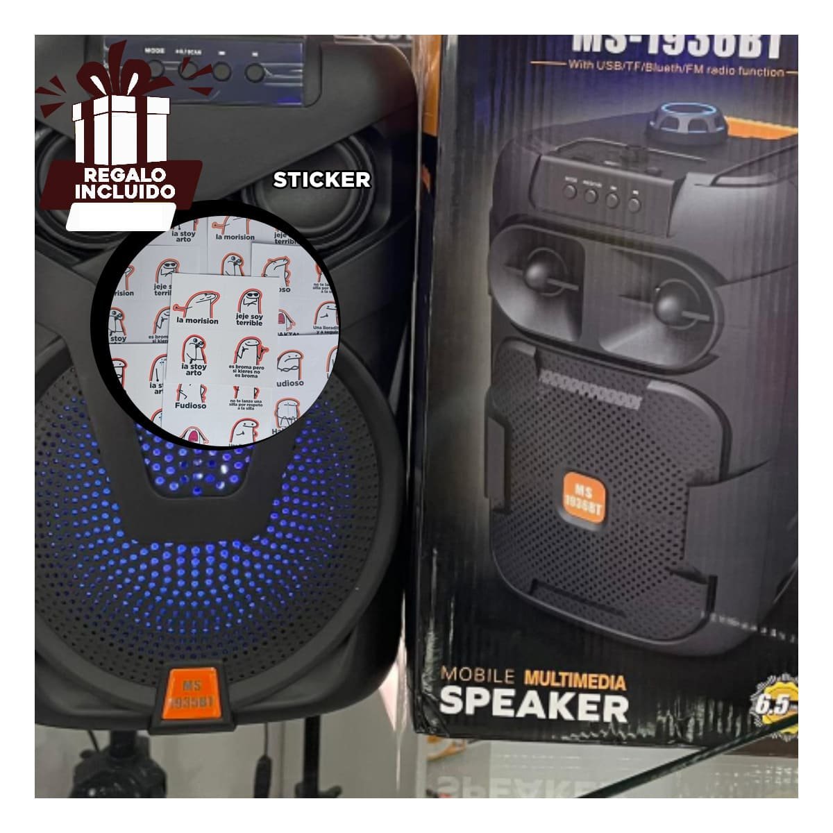 PARLANTE CON GRAVES REFORZADOS DE PLASTICO CON CONEXION ESTABLE PARA LAPTOP Y+REGALO STICKER - 1