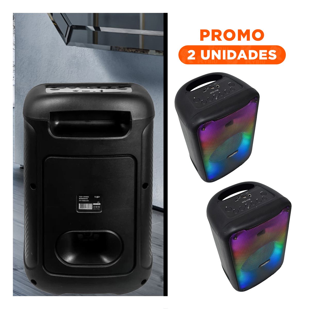PACK2 SISTEMA DE MUSICA CON SONIDO DE CALIDAD PERU Y BLUETOOTH DE 8 PULGADAS Y+REGALO STICKER - 1