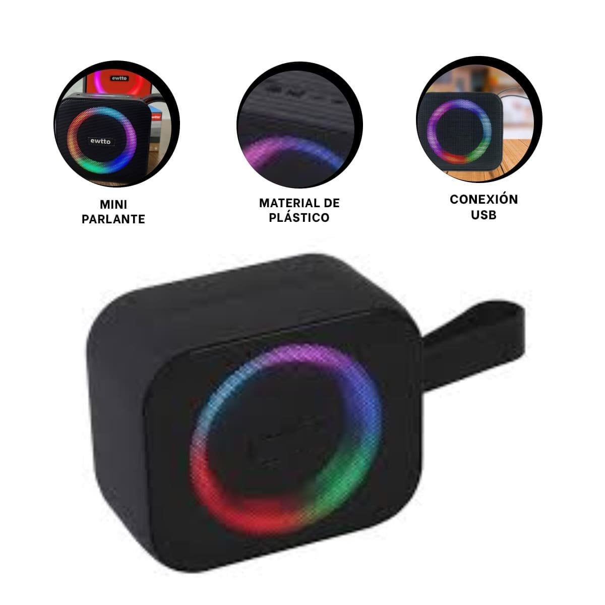 PACK2 BOCINA DE PLASTICO NEGRO CON CARGA RAPIDA PARA MUSICA EN TODO MOMENTO Y+REGALO STICKER - 5
