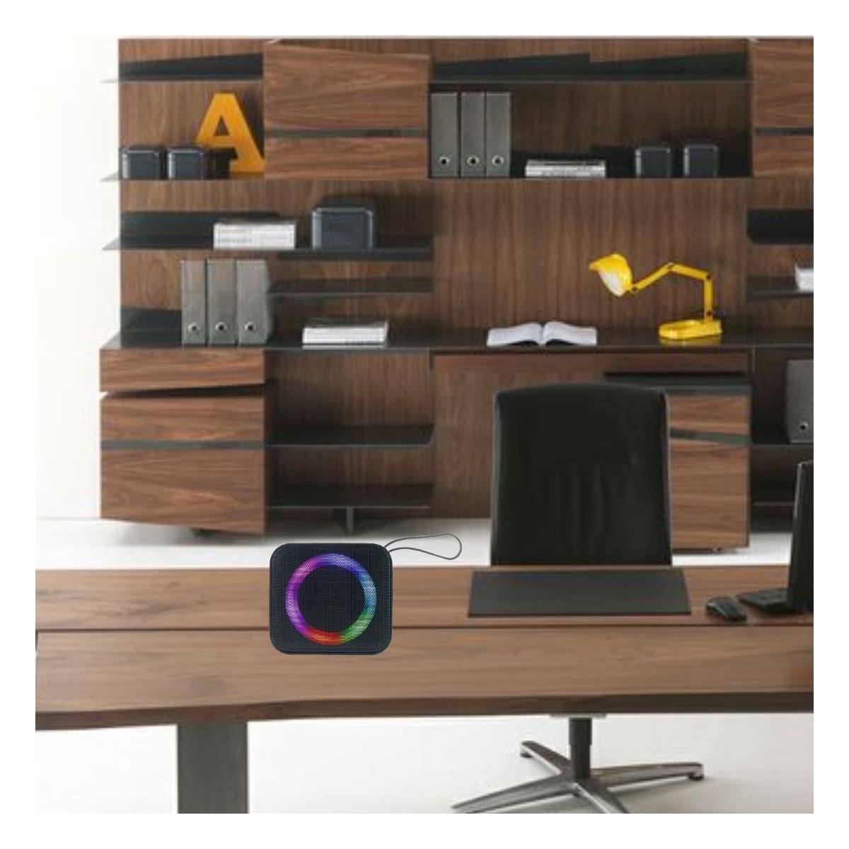 ALTAVOZ RECARGABLE NEGRO DE PLASTICO CON DISEÑO ELEGANTE DE ESCRITORIO Y+PAPEL REGALO - 2