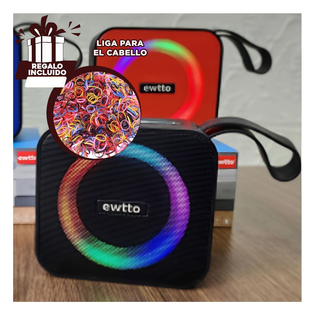 ALTAVOZ RECARGABLE NEGRO DE PLASTICO CON DISEÑO ELEGANTE DE ESCRITORIO Y+PAPEL REGALO - 5