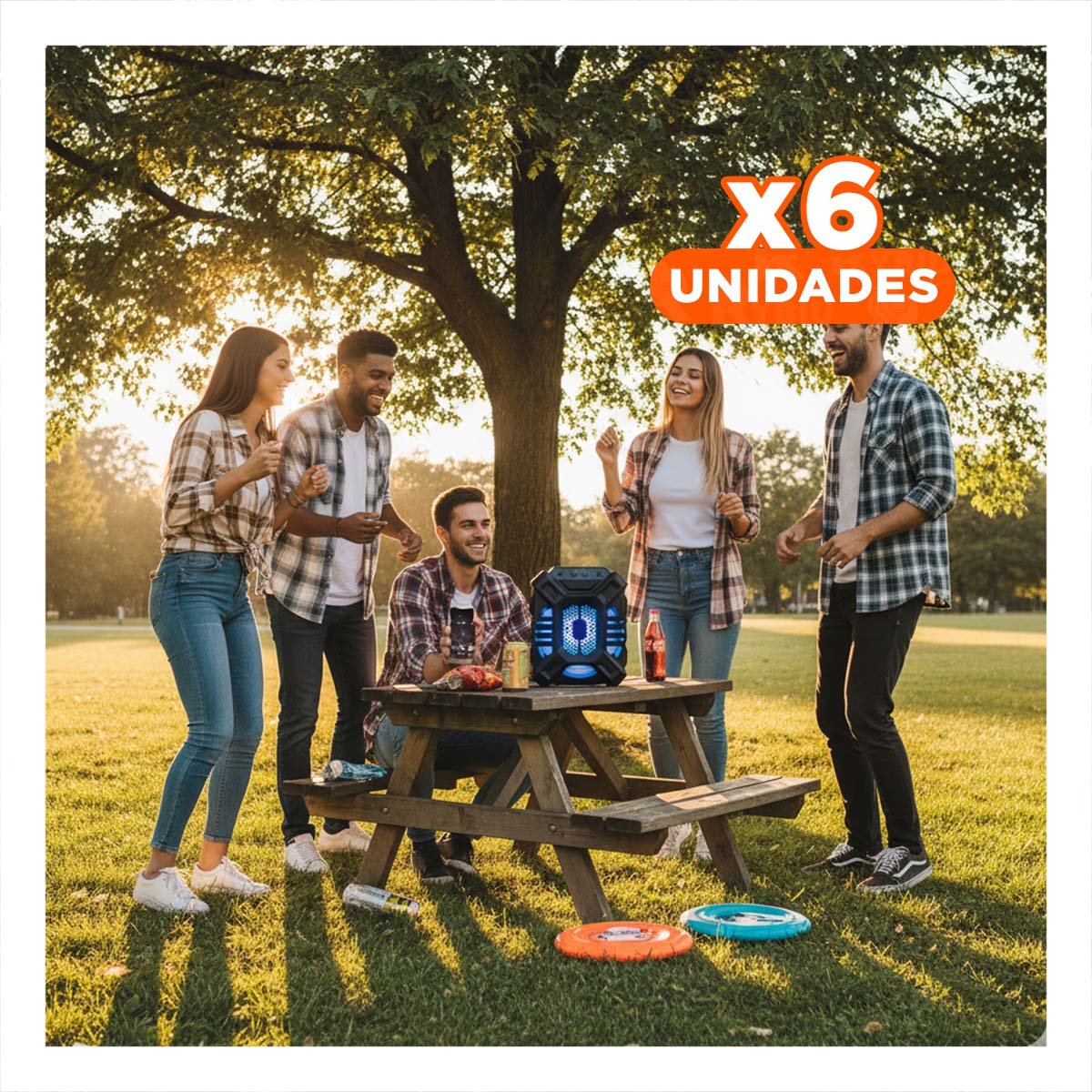PACK6 EQUIPO DE 6,5 PULGADAS CON BLUETOOTH PARA HOGAR EN PLASTICO RESISTENTE Y+REGALO STICKER - 1