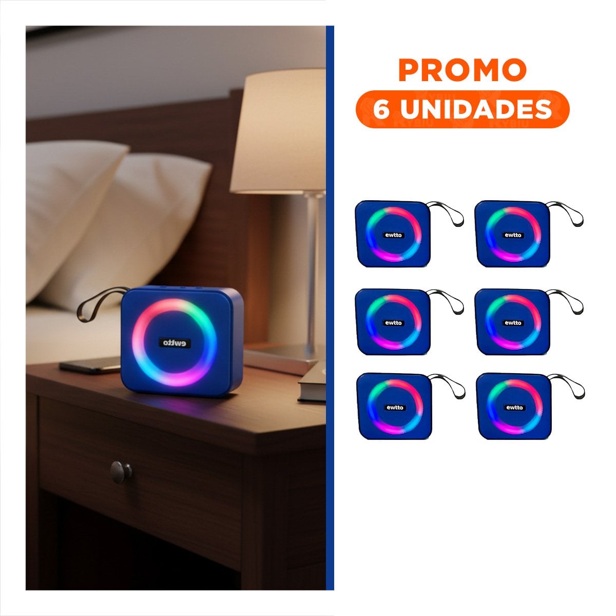 PACK4 ALTAVOZ DE PLASTICO AZUL CON GRAN AUTONOMIA PARA ESCUCHAR LISTAS DE MUSICA Y+PAPEL REGALO - 1