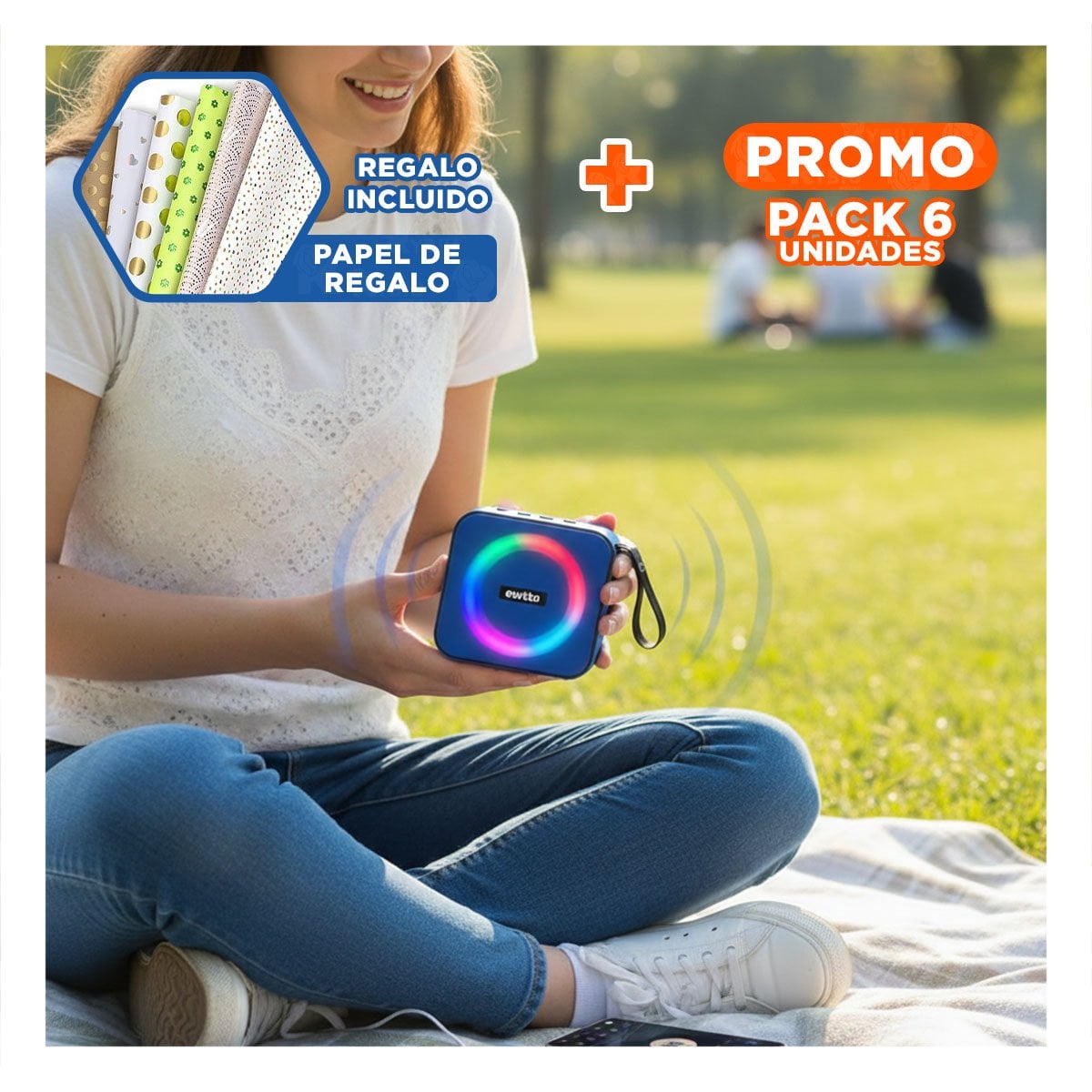 PACK6 REPRODUCTOR INALAMBRICO DE PLASTICO AZUL CON MICROFONO PARA LLAMADAS PRO - 1