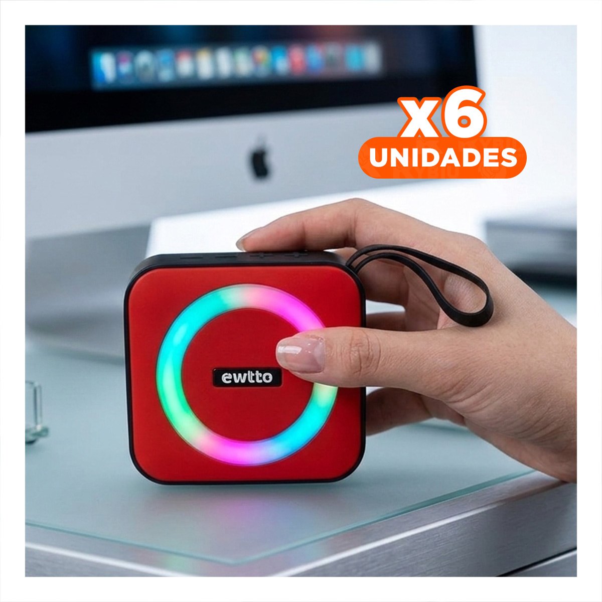 PACK4 PARLANTE COMPACTO DE PLASTICO PARA ESTANTE ROJO CON SONIDO DE GRAN VUELO - 1