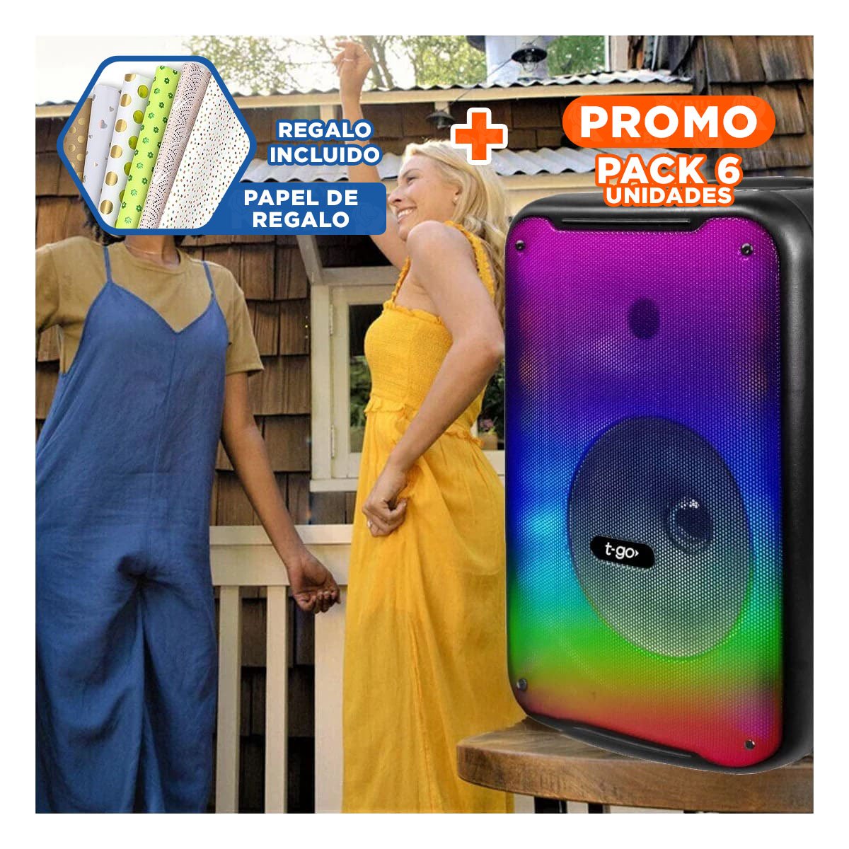 PACK4 ALTAVOZ INALAMBRICO CON SONIDO DE CALIDAD NEW Y BLUETOOTH DE 8 PULGADAS Y+PAPEL REGALO - 1