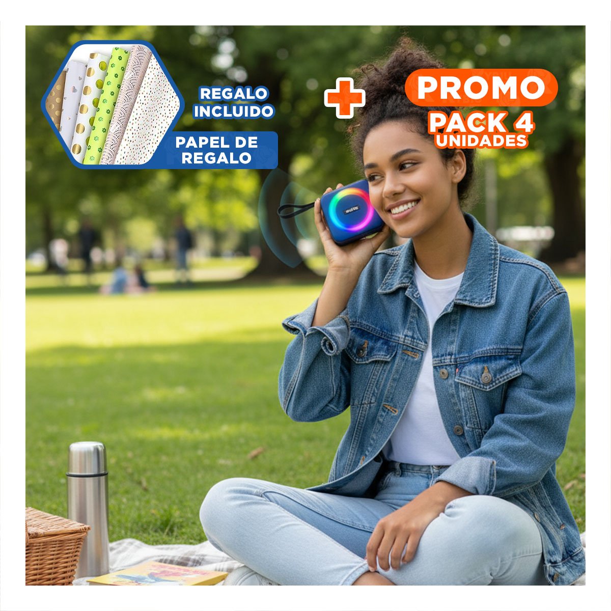 PACK4 BOCINA DE PLASTICO AZUL CON LUZ INDICADORA PARA USO EN INTERIORES DE CASA - 1
