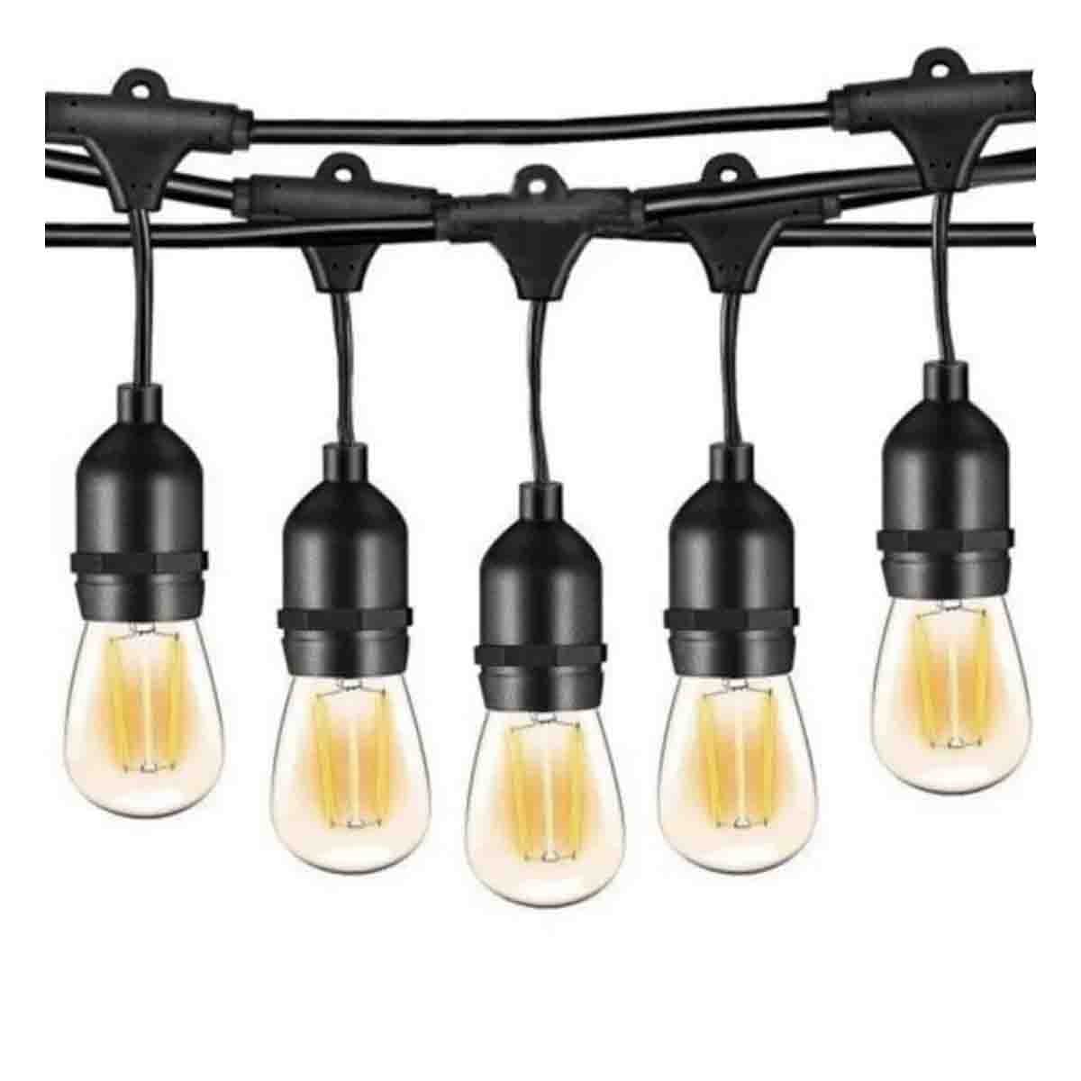 PACK12 EXTENSION PARA PASILLO 5 METROS 10 BOMBILLAS NEGRO VINTAGE DE COBRE Y PVC - 4