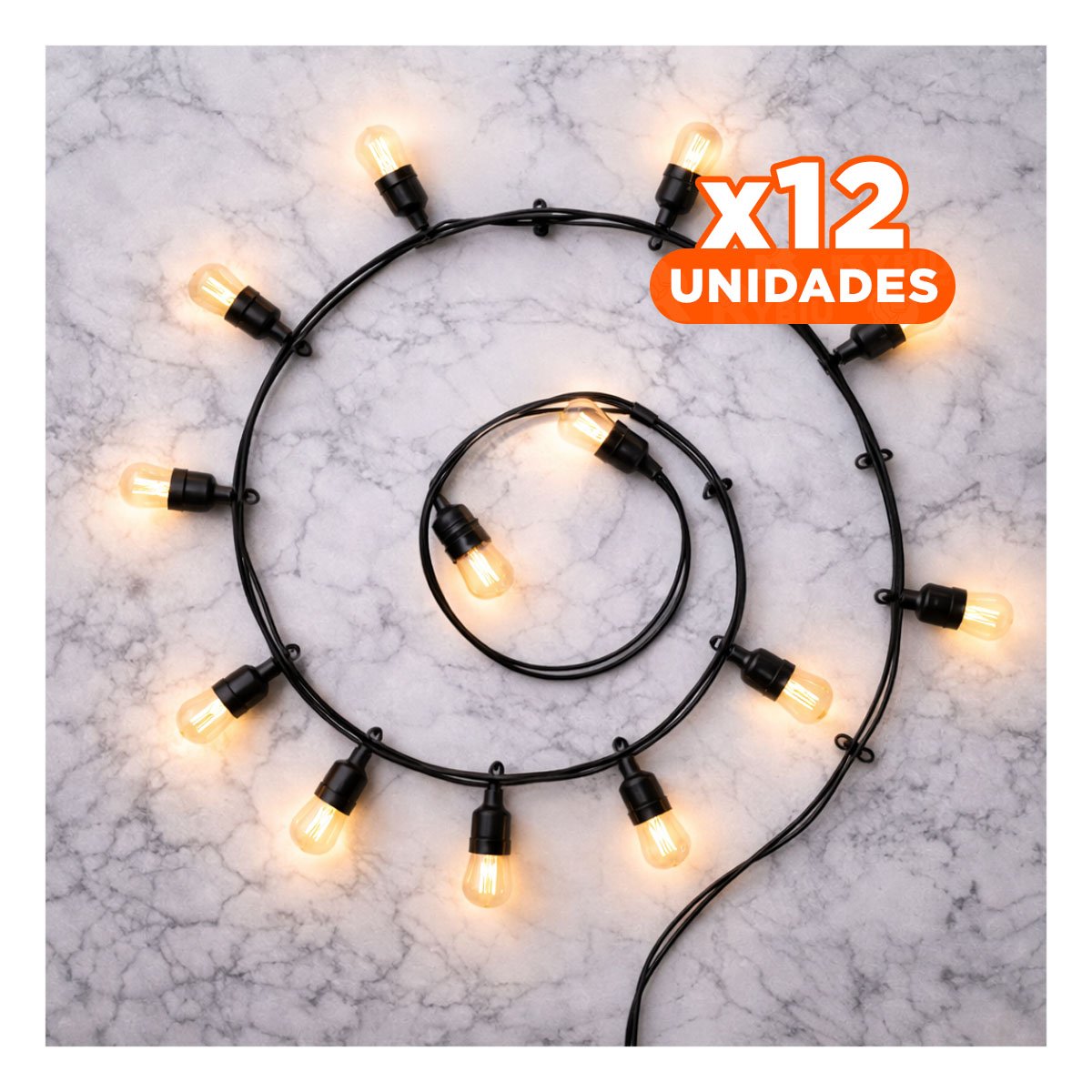 PACK2 GUIRNALDA DE COBRE Y PVC 10 BOMBILLAS 5 METROS NEGRO VINTAGE MUY COMODO Y+REGALO STICKER - 1
