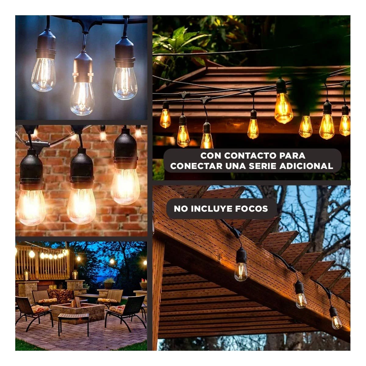 PACK4 EXTENSION VINTAGE DE 10 METROS PARA 20 BOMBILLAS NEGRO DE COBRE CON PVC Y+REGALO STICKER - 2