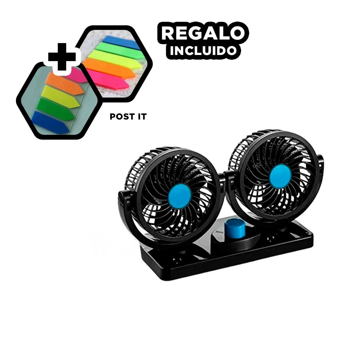 PACK4 AIREADOR NEGRO DE PLASTICO PARA AUTO DE 2 CABEZALES DE FACIL INSTALACION Y+REGALO STICKER - 2