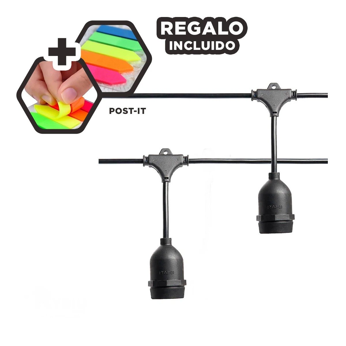 PACK4 SERIE NEGRO DE 10 METROS PARA 20 BOMBILLAS DE COBRE VINTAGE CON EL GRAN PVC - 5