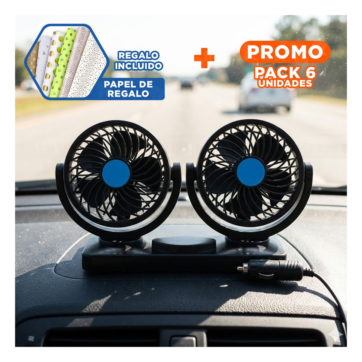 PACK4 DISPOSITIVO DE PLASTICO NEGRO CON 2 CABEZALES PARA CARRO DE VIENTO SUAVE Y+PAPEL REGALO - 1