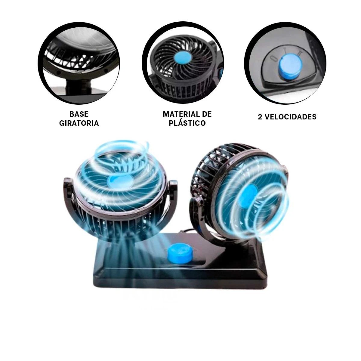 PACK2 AIREADOR PARA VEHICULO CON 2 CABEZALES DE PLASTICO NEGRO DE ALTO ALCANCE - 2