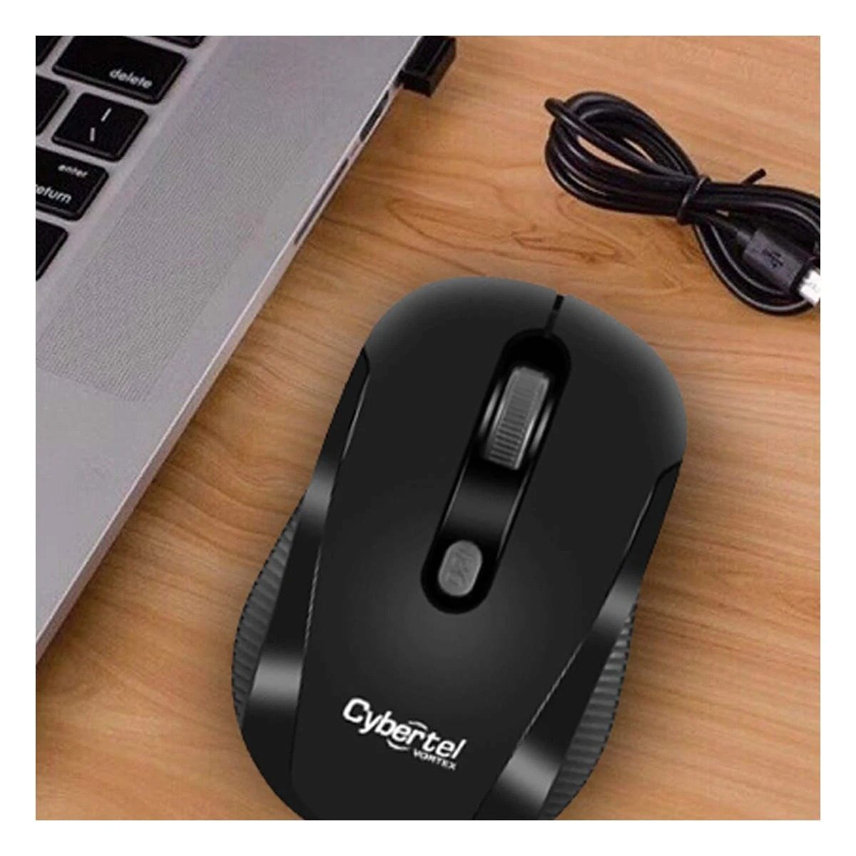 PACK2 RATON PROFESIONAL CYBERTEL NEGRO DISEÑO ERGONOMICO Y+PAPEL REGALO - 5