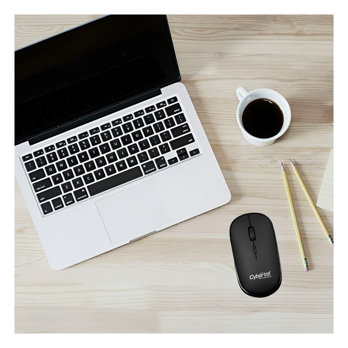 PACK4 ACCESORIO INALAMBRICO CYBERTEL NEGRO PARA TRABAJO TECNOLOGICO Y DURADERO Y+REGALO STICKER - 3
