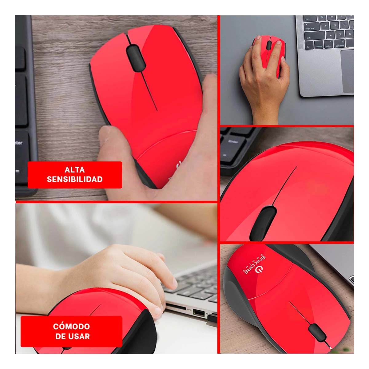 PACK2 RATON PROFESIONAL SPRINT ROJO DISEÑO ERGONOMICO Y+PAPEL REGALO - 3
