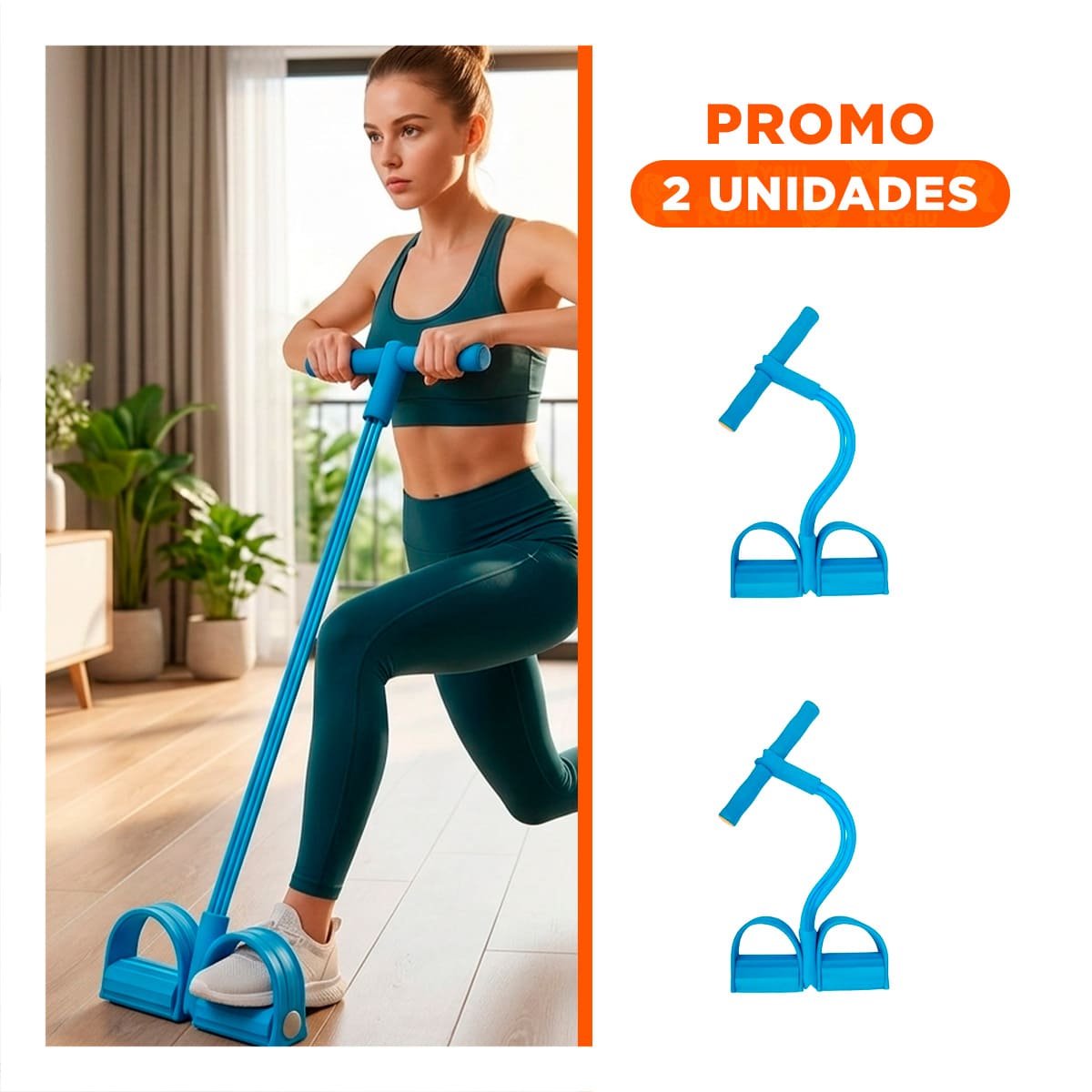 PACK2 CINTA PARA FITNESS CON PEDAL CELESTE - 1