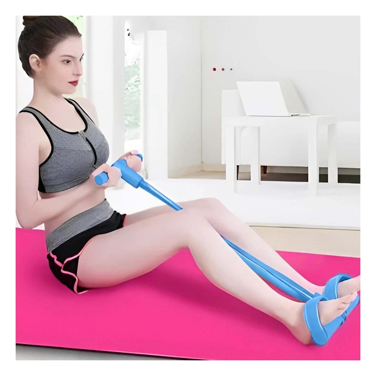 PACK2 CINTA PARA FITNESS CON PEDAL CELESTE - 5