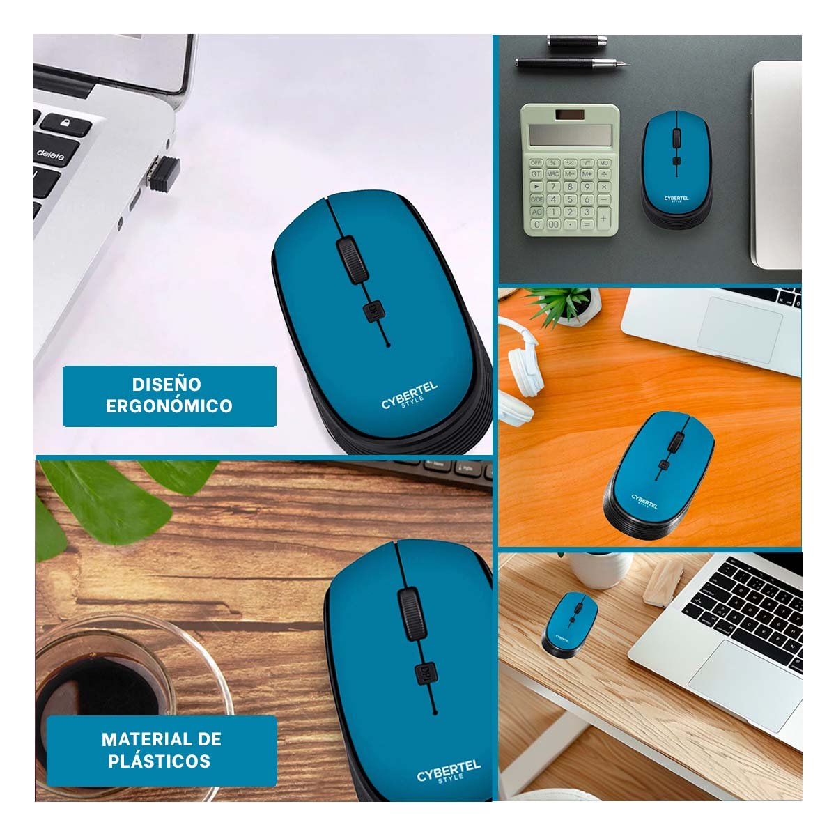PACK2 RATON INALAMBRICO CON DISENO DE CYBERTEL AZUL PARA LAPTOP EN CASA Y+PAPEL REGALO - 3