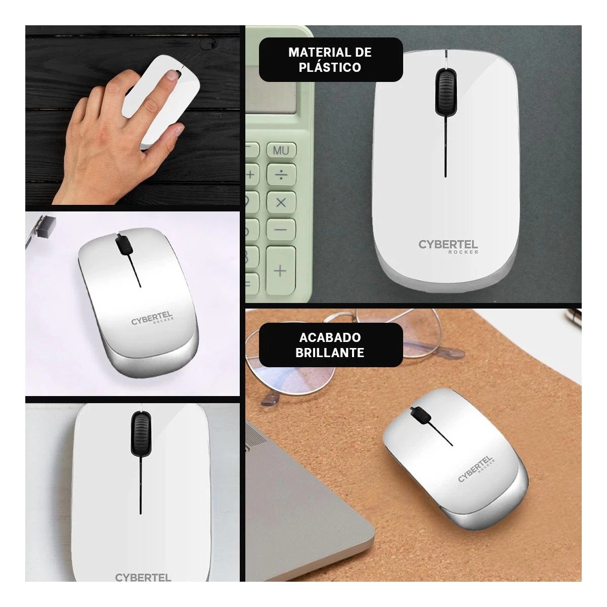 PACK2 MOUSE DE TRABAJO CON FORMA DE CYBERTEL BLANCO PARA EL HOGAR MODERNO Y+PAPEL REGALO - 3