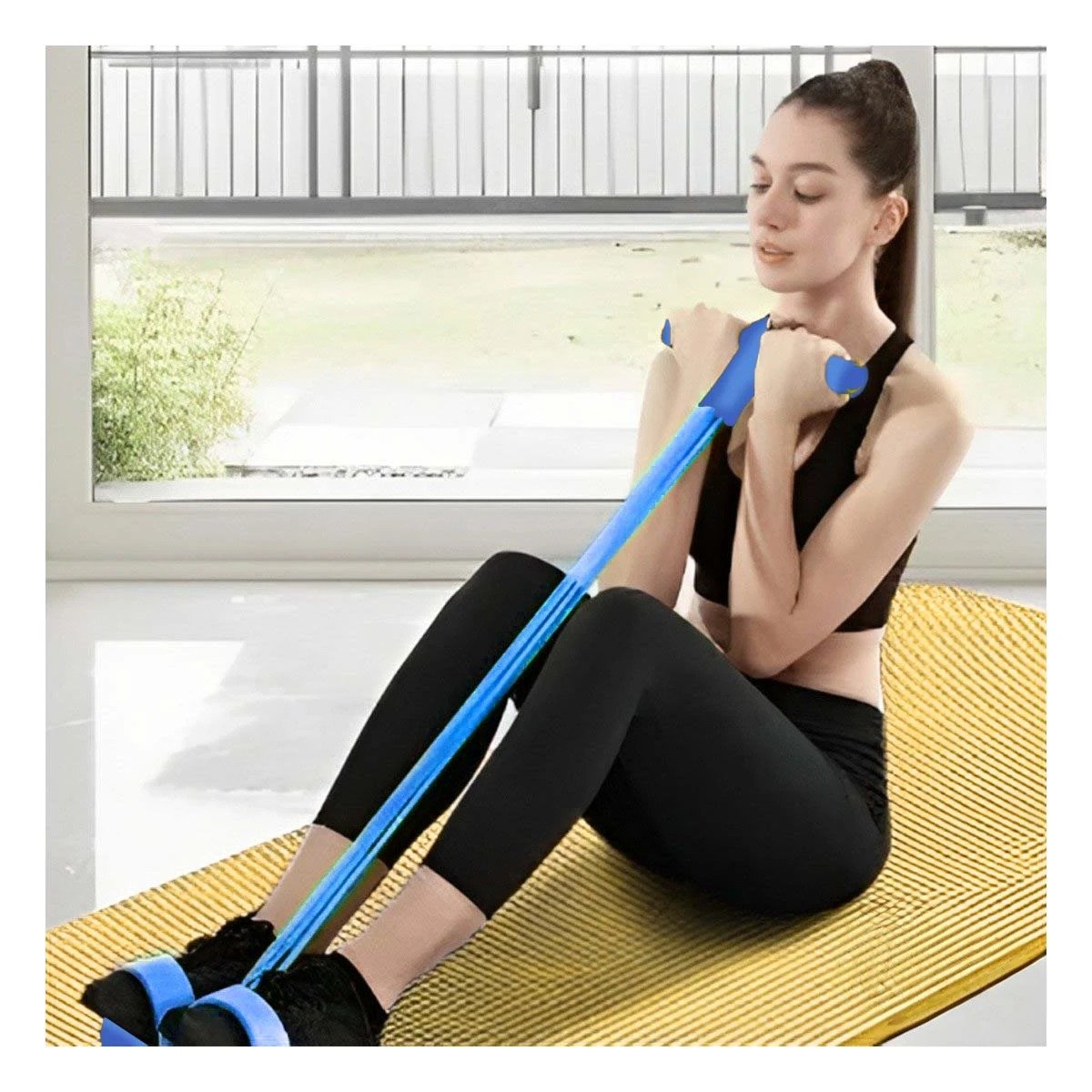 PACK2 CORREA PARA FITNESS CON PEDAL CELESTE Y+PAPEL REGALO - 2