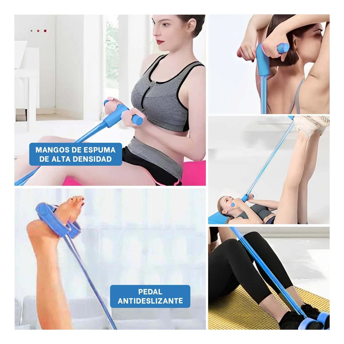 PACK2 CORREA PARA FITNESS CON PEDAL CELESTE Y+PAPEL REGALO - 3